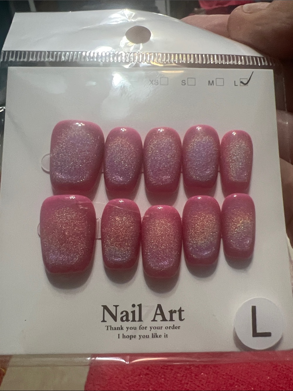 Pink Glitter Press-On Nail Set